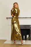 Formal Dresses Long Sexy Semi Formal Metallic Dress Gold