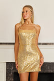 Dylan & Davids DD1274 Short Gold Sequin Mini Cocktail Dress