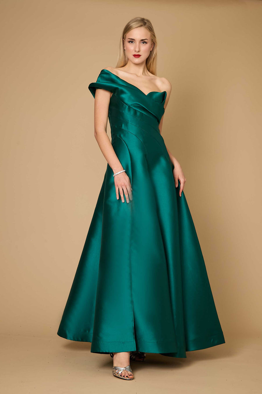 Dylan & Davids DD1277 One Shoulder Long Formal Ball Gown Evening Dress Emerald Green