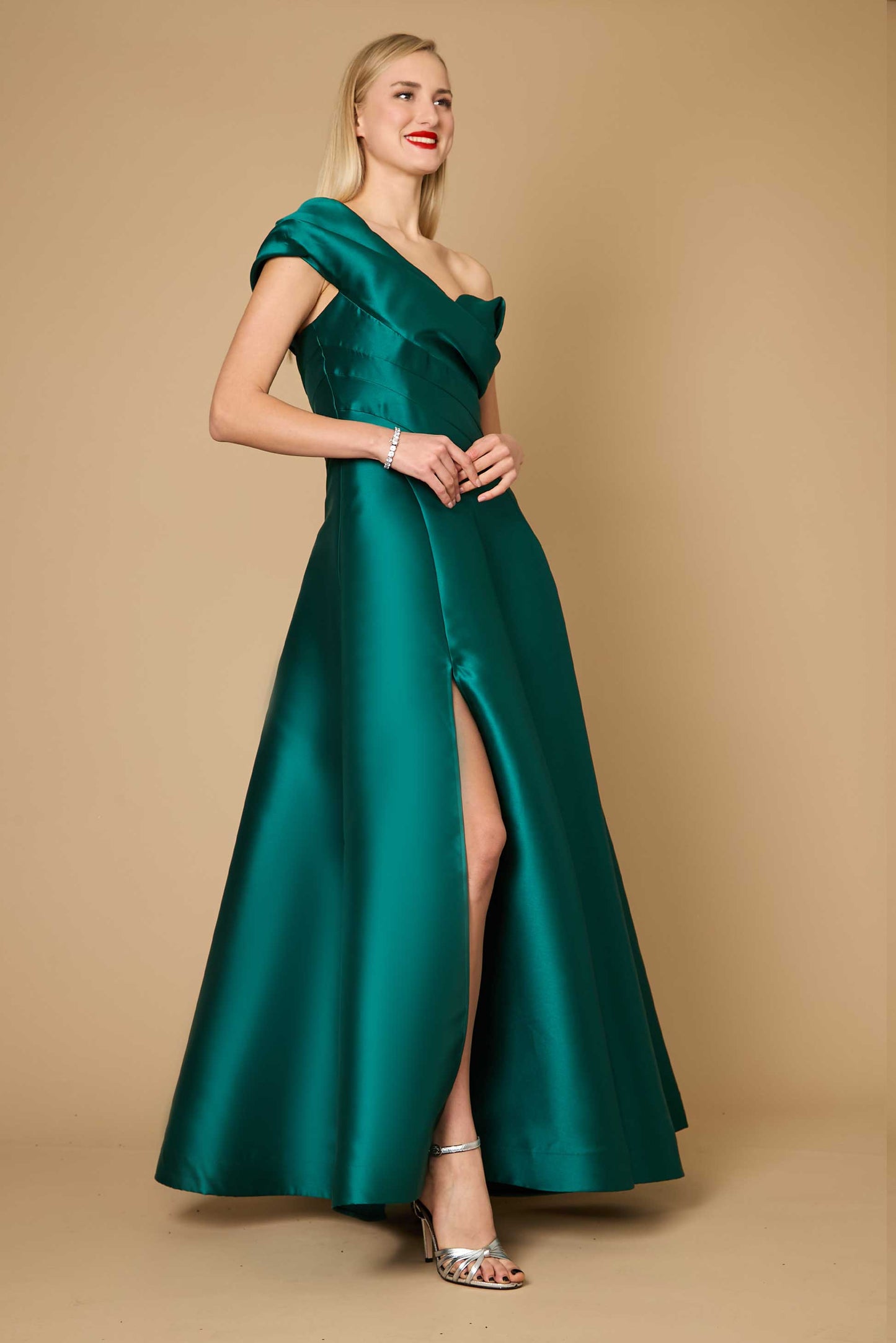 Dylan & Davids DD1277 One Shoulder Long Formal Ball Gown Evening Dress Emerald Green