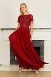 Mother of the Bride Dresses Short Sleeve Mother Of The Bride Evening Dress Burgundy