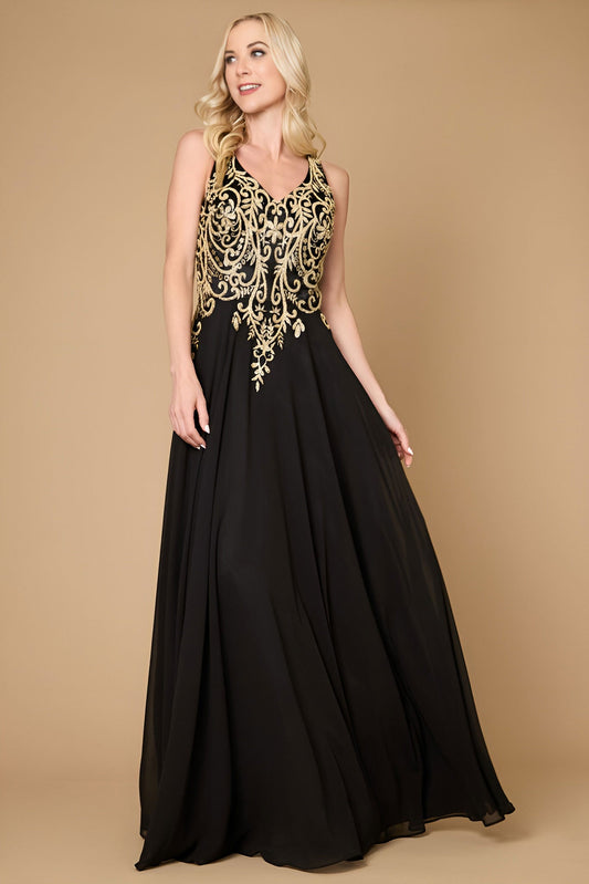 Formal Dresses Long Formal Party Dress Plus Size Black Tie Black/Gold