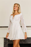 Cocktail Dresses Long Sleeve Lace White Cocktail Dress White