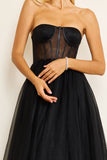 Black Wedding Dresses Long Strapless Corset Black Wedding Dress Black