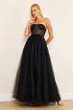 Black Wedding Dresses Long Strapless Corset Black Wedding Dress Black