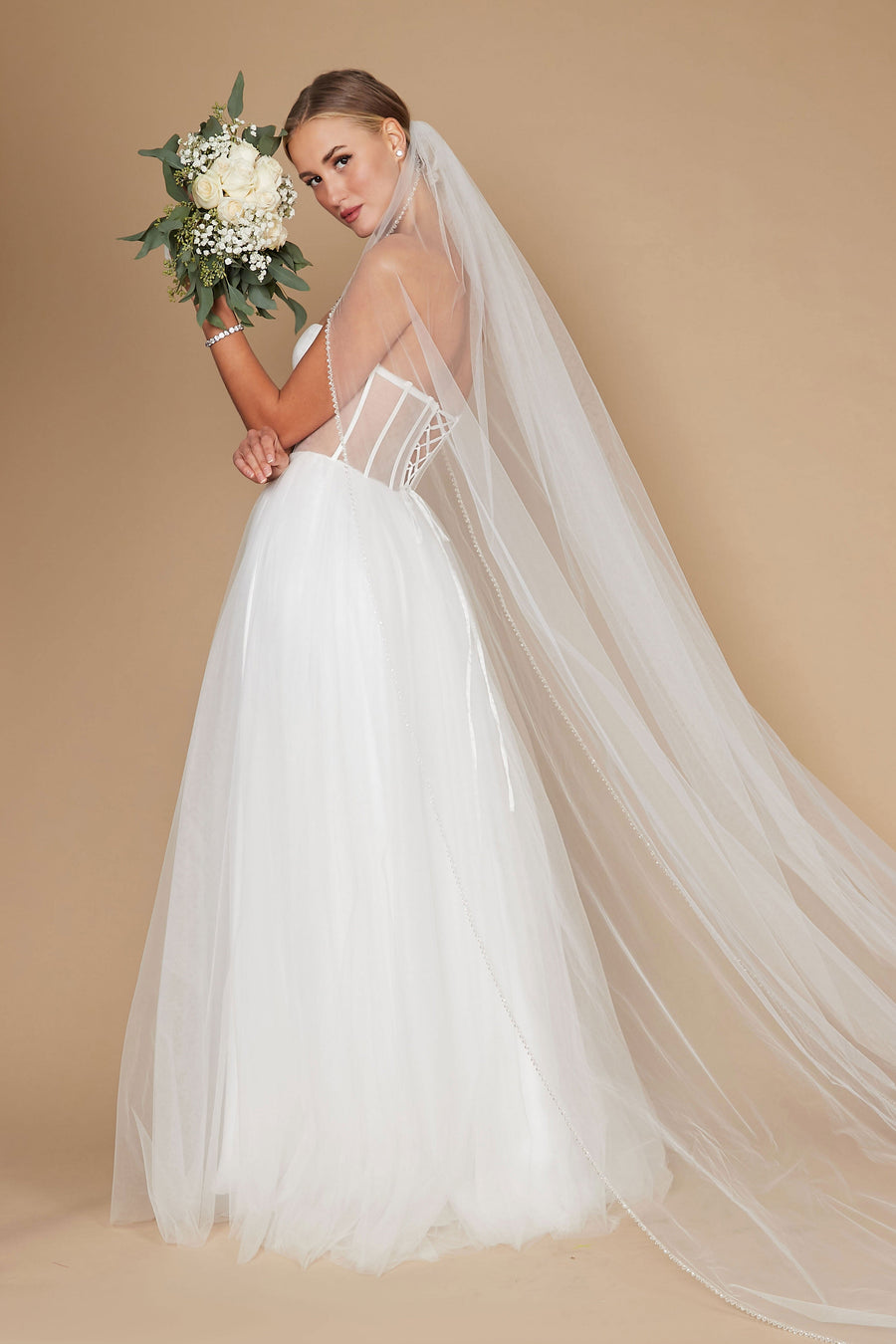 Corset Strapless Wedding Dress Off White