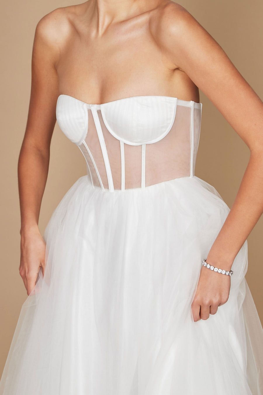 Corset Strapless Wedding Dress Off White