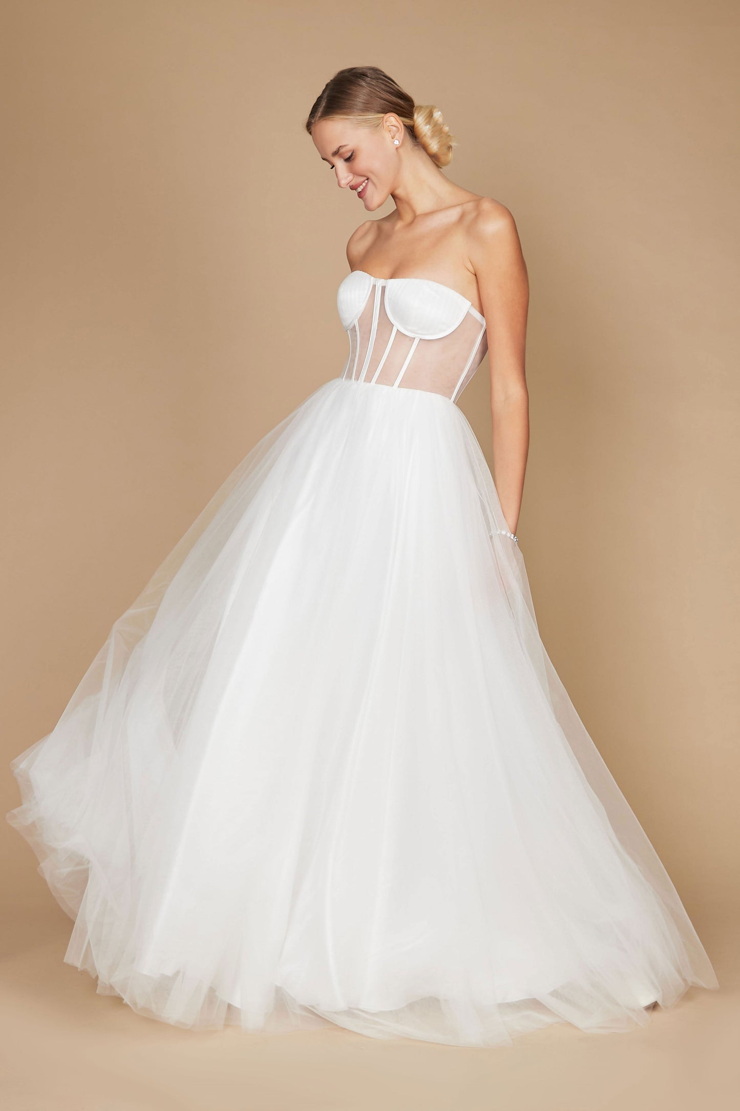 Corset Strapless Wedding Dress Off White