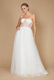 Corset Strapless Wedding Dress Off White