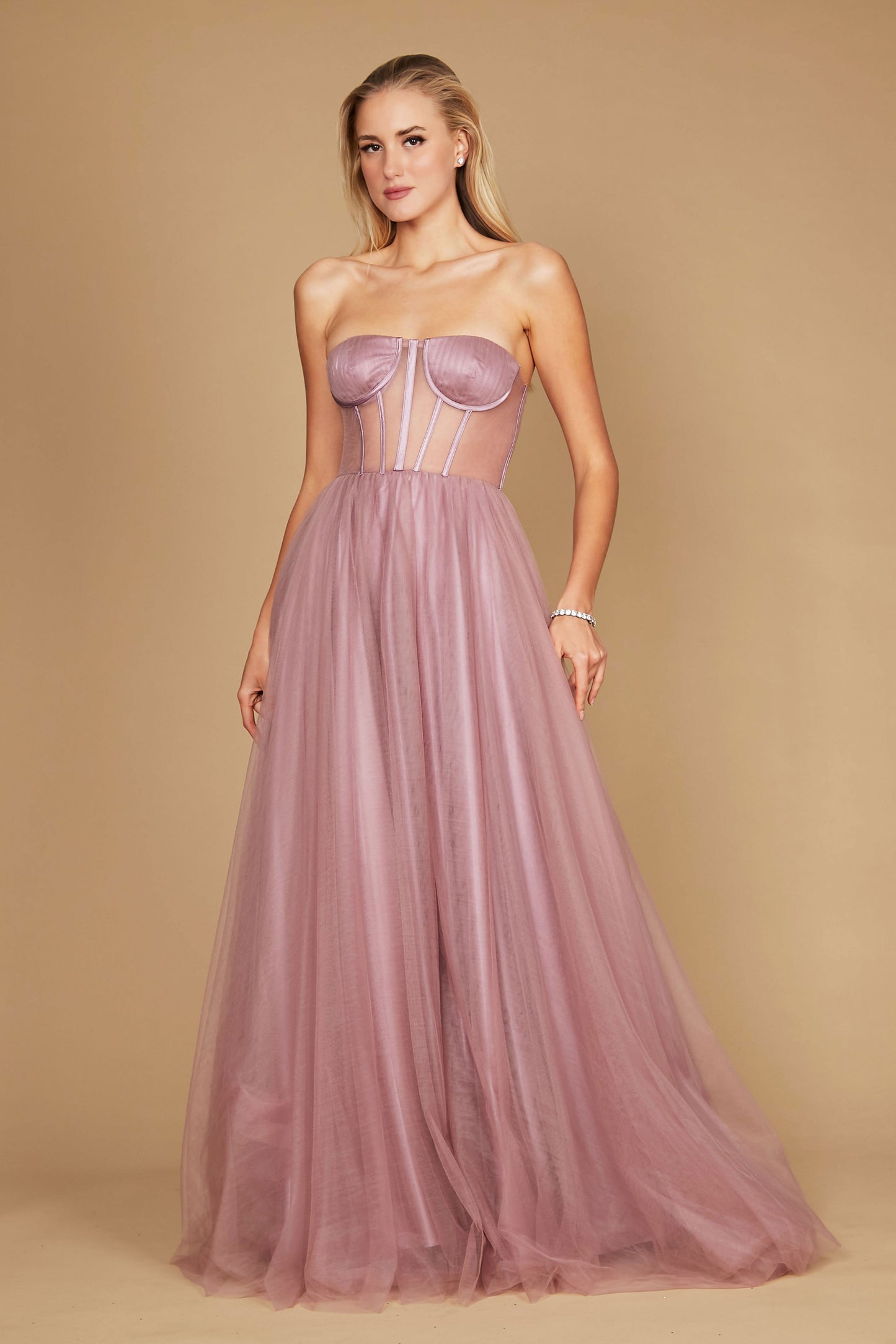 Dylan & Davids DD1284 Corset Prom Party Dress Formal Ball Gown Mauve