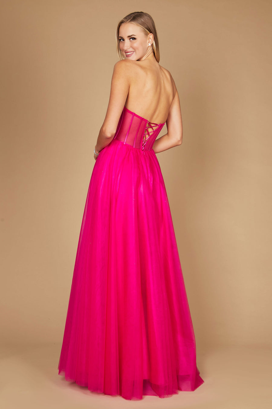 Dylan & Davids DD1284 Corset Prom Party Dress Formal Ball Gown Fuchsia