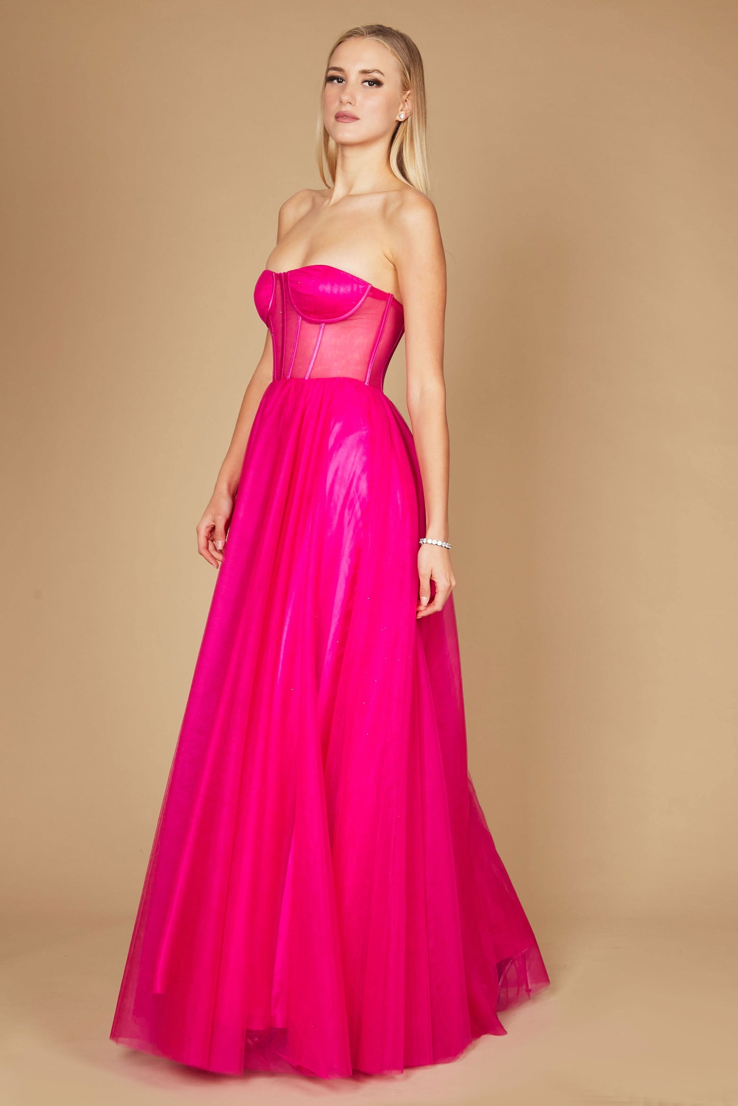 Dylan & Davids DD1284 Corset Prom Party Dress Formal Ball Gown Fuchsia