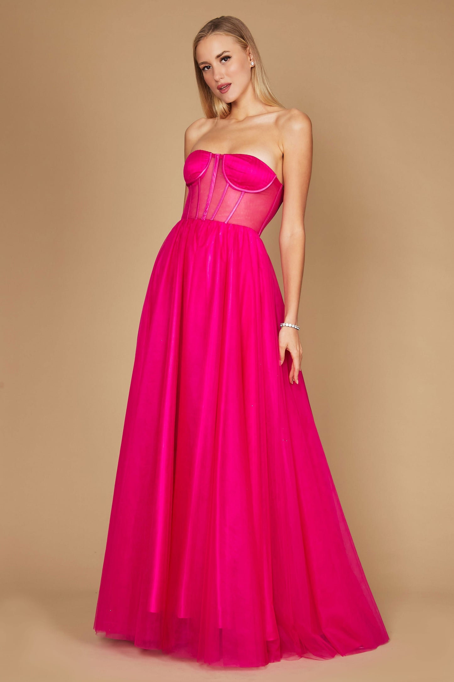 Dylan & Davids DD1284 Corset Prom Party Dress Formal Ball Gown Fuchsia