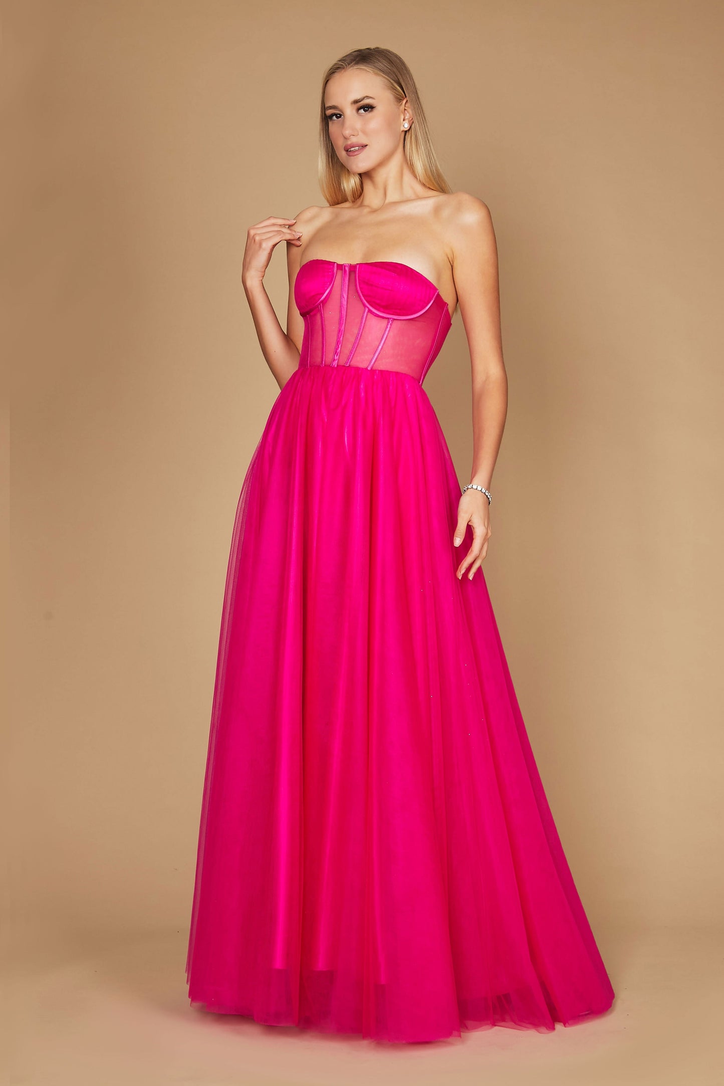 Dylan & Davids DD1284 Corset Prom Party Dress Formal Ball Gown Fuchsia