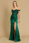 Dylan & Davids DD1286 Fitted Corset Off the Shoulder Formal Prom Dress Emerald