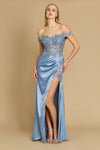 Dylan & Davids DD1286 Fitted Corset Off the Shoulder Formal Prom Dress Periwinkle