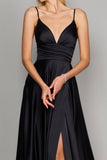 Prom Dresses Long Spaghetti Strap Prom Formal Gown Black