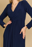 Formal Dresses Long Formal Stretch Evening Long Sleeve Dress Navy