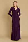 Formal Dresses Long Formal Stretch Evening Long Sleeve Dress Plum