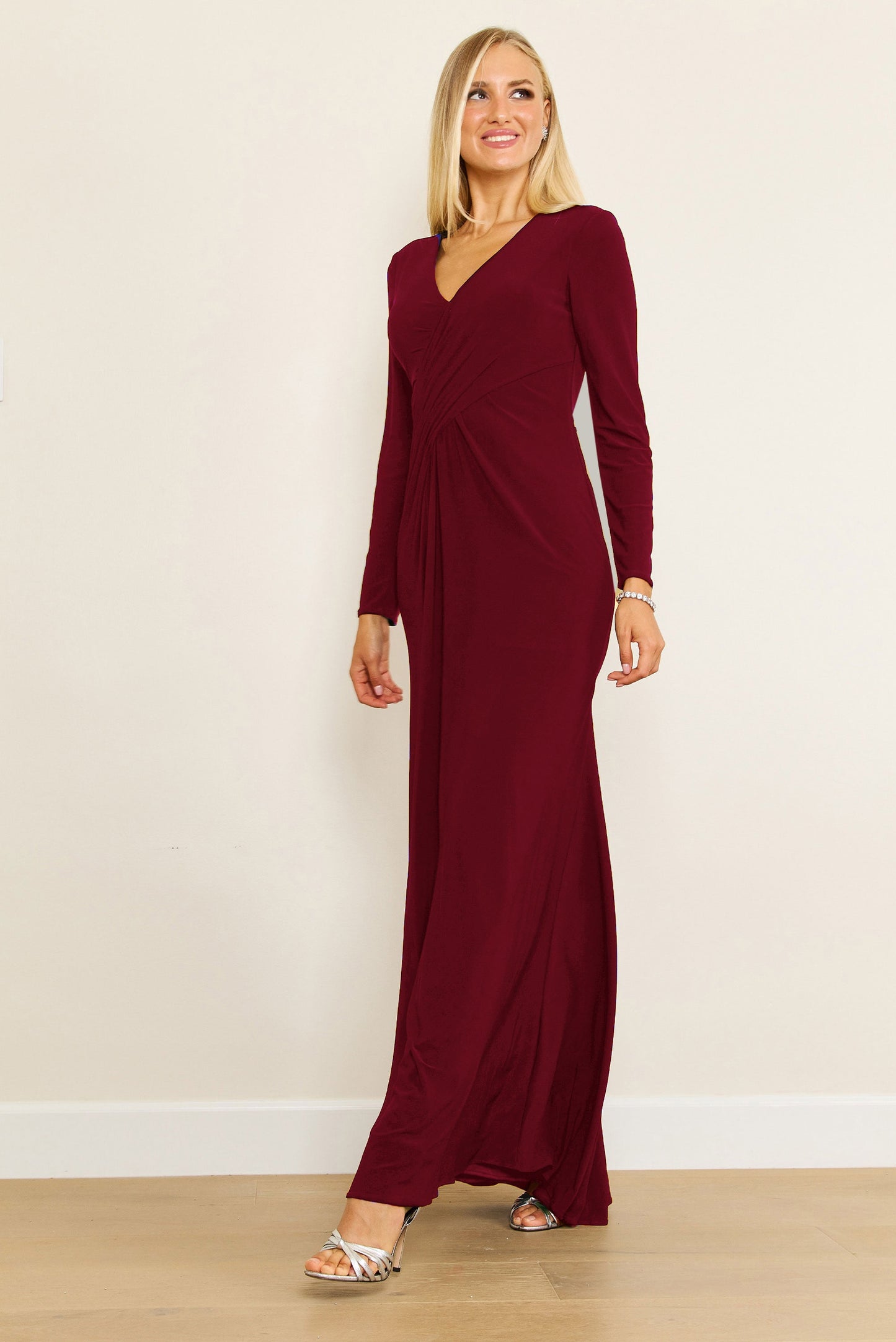 Dylan & Davids DD1295 Long Formal Stretch Evening Long Sleeve Dress