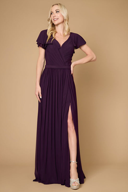 Formal Dresses Short Sleeve Formal Mother of the Bride Dress Plum