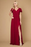 Formal Dresses Short Sleeve Formal Mother of the Bride Dress Burgundy