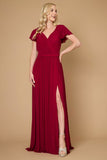 Formal Dresses Short Sleeve Formal Mother of the Bride Dress Burgundy