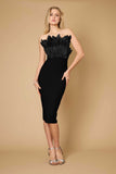 Cocktail Dresses Bodycon Bandage Short Feather Formal Cocktail Dress Black