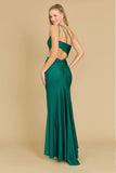 Prom Dresses Side Cut Out Sexy Prom Formal Dress Emerald Green