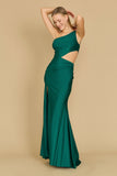 Prom Dresses Side Cut Out Sexy Prom Formal Dress Emerald Green