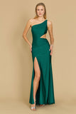 Prom Dresses Side Cut Out Sexy Prom Formal Dress Emerald Green