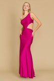 Prom Dresses Side Cut Out Sexy Prom Formal Dress Magenta