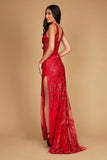 Prom Dresses V Neck Corset Bodice Formal Prom Dress Red