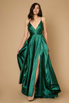 Prom Dresses Long Flowy Satin Formal Prom Party Dress Emerald