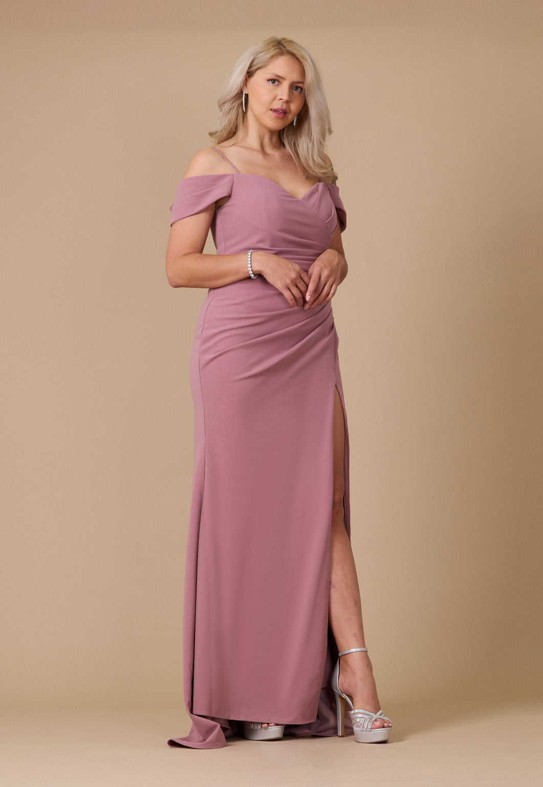 Formal Dresses Long Formal Off The Shoulder Wrap Evening Dress Mauve