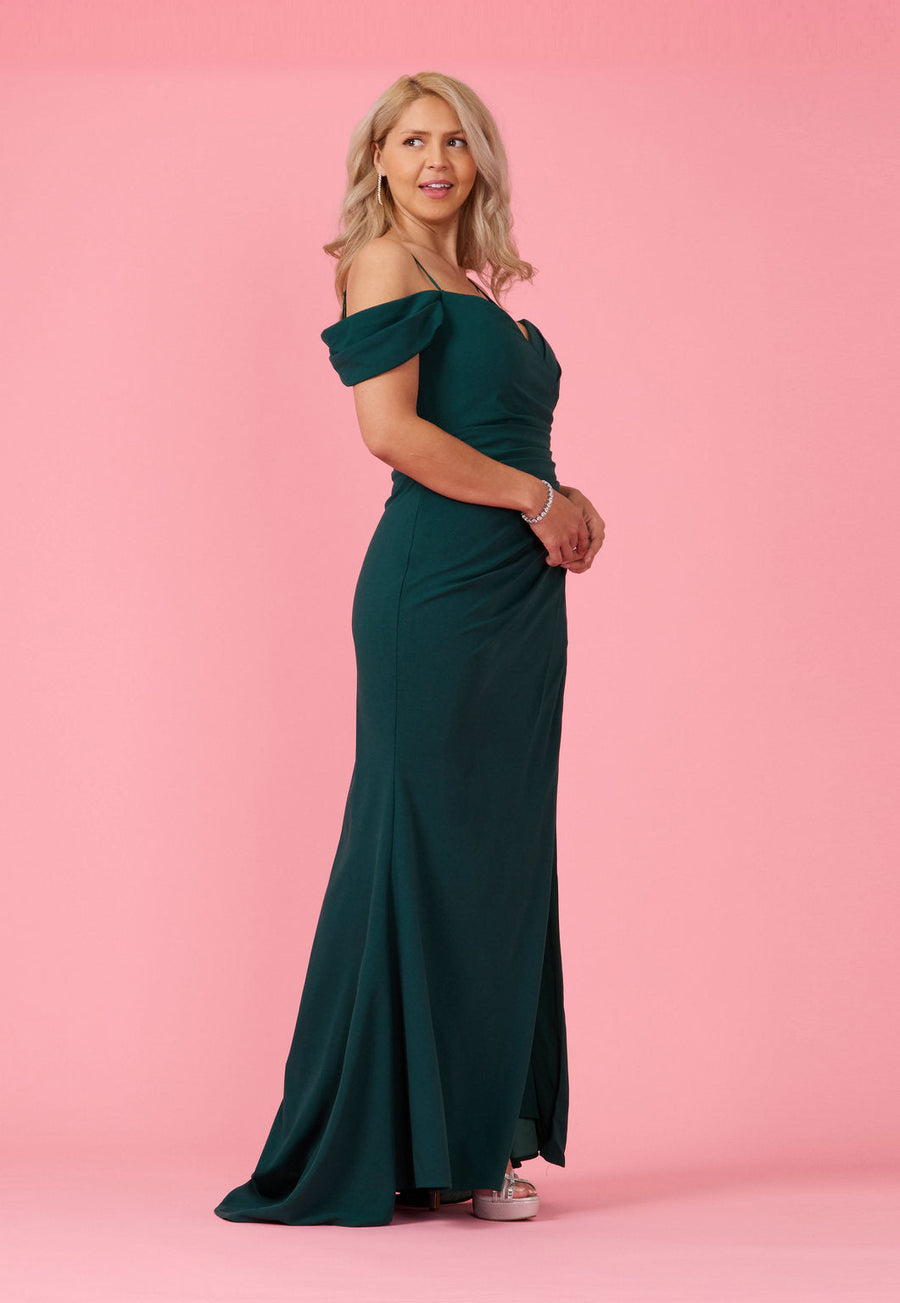 Formal Dresses Long Formal Off The Shoulder Wrap Evening Dress Emerald Green