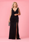 Formal Dresses Long Draped Silhouette Plus Size Formal Dress Black