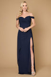 Formal Dresses Off Shoulder Long Formal Evening Dress Navy