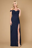 Formal Dresses Off Shoulder Long Formal Evening Dress Navy