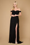 Formal Dresses Off Shoulder Long Formal Evening Dress Black