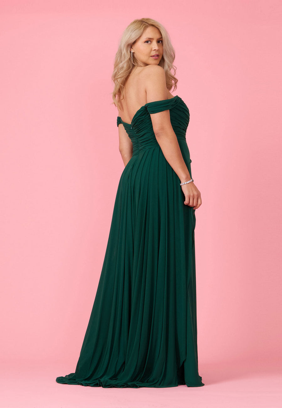 Formal Dresses Off Shoulder Long Formal Evening Dress Emerald