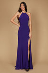 Dylan & Davids DD1329 Long Fitted Open Back Jersey Prom Dress Plum