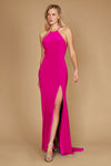 Dylan & Davids DD1329 Long Fitted Open Back Jersey Prom Dress Magenta