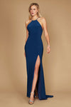 Dylan & Davids DD1329 Long Fitted Open Back Jersey Prom Dress Navy