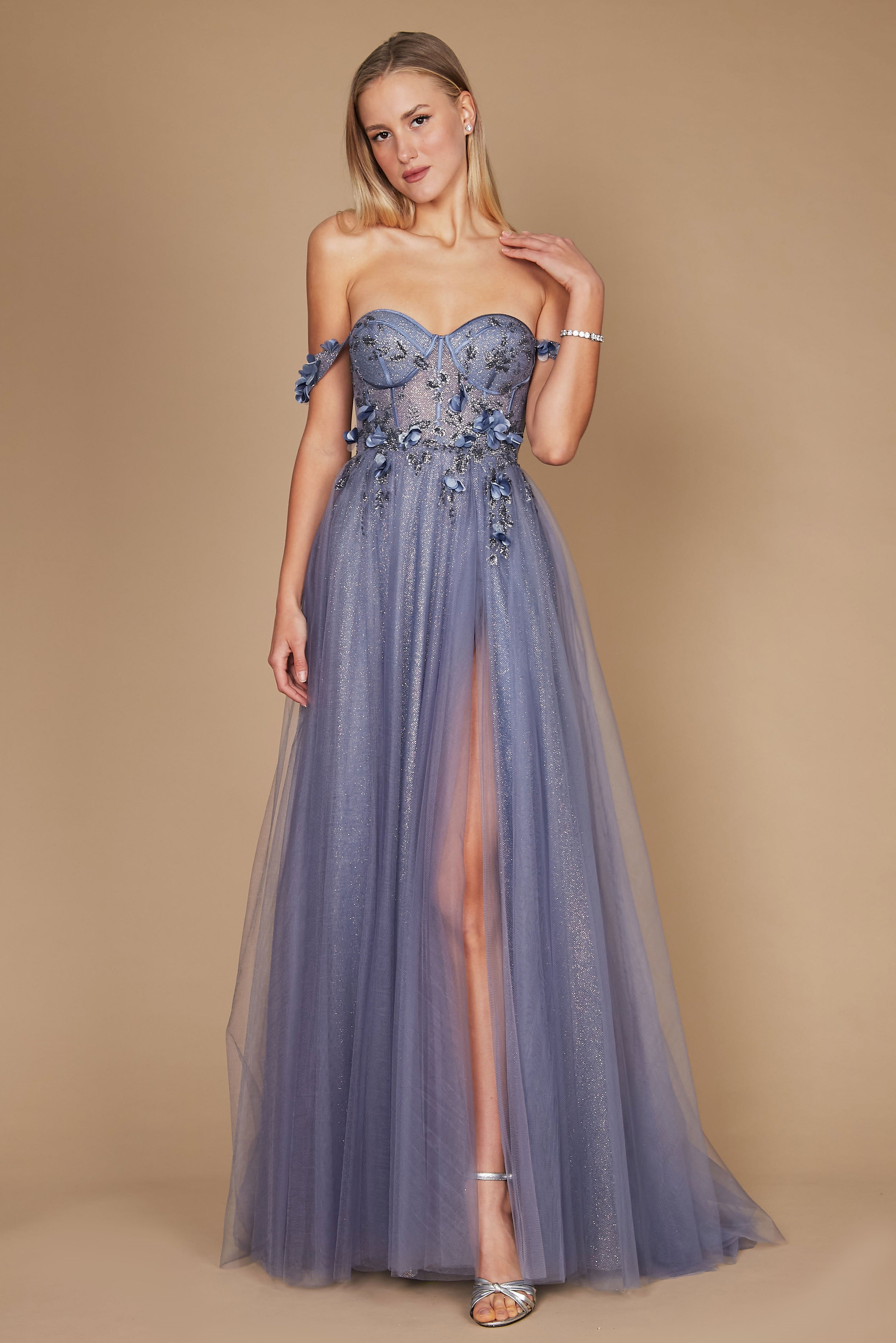 DD1338 Dylan & Davids Long Strapless Floral Off Shoulder Formal Prom D –  dylandavids