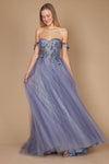 Prom Dresses Long Strapless Floral Off Shoulder Formal Prom Dress Periwinkle Blue