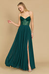 Dylan & Davids DD1348 Long Chiffon Corset Formal Prom Dress Emerald Green