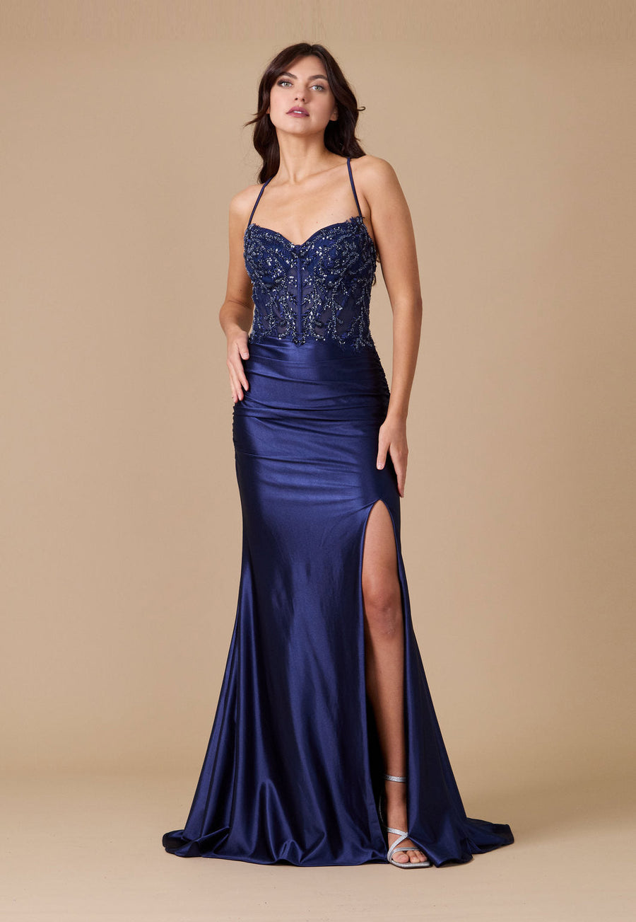 prom dresses open back Sage V Neck Sheath Satin Long Champagne / 2 Make a stunning entrance in this pink satin mermaid gown Fitted Long Open Back Prom