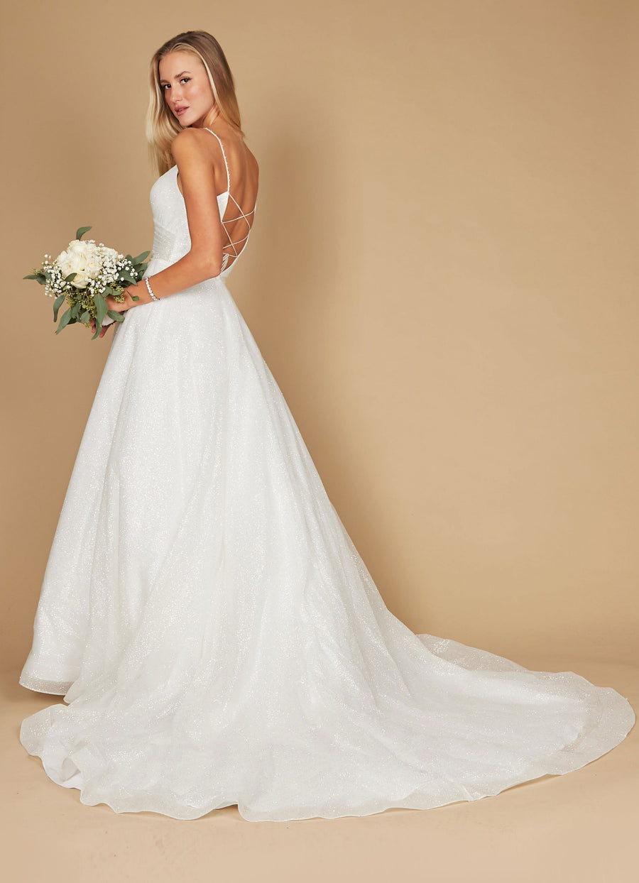 Wedding Dresses Long Spaghetti Strap Wedding Dress Off White