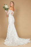 Wedding Dresses Lace Long Off Shoulder Mermaid Wedding Dress Off White